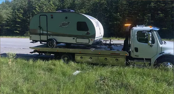 Camper trailer loaded for transport