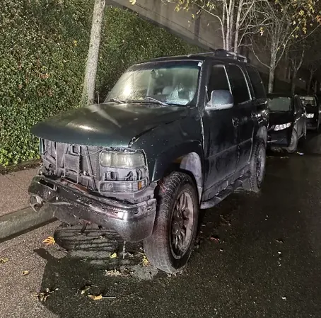 SUV after a night-time accident